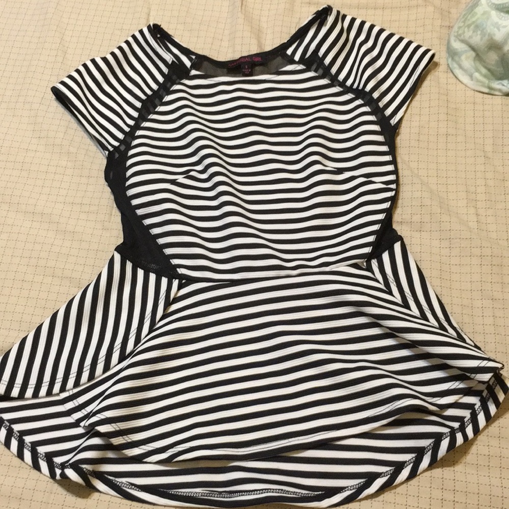 black&white striped see through shirt